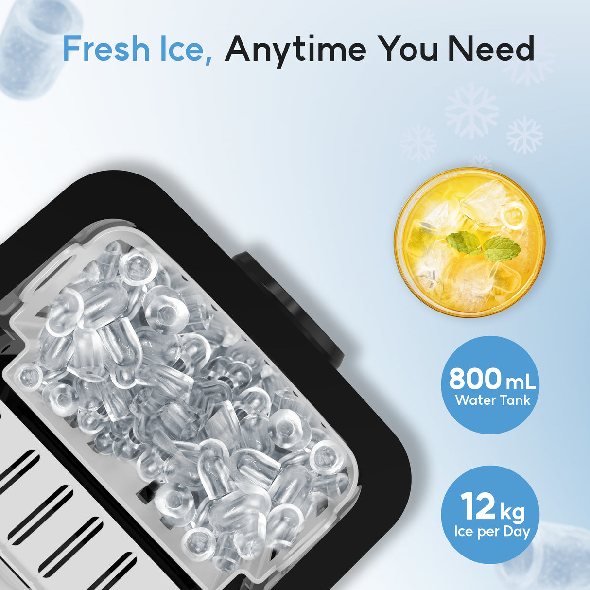 AUSPURE Portable Ice Maker, 12KG Countertop Ice Machine